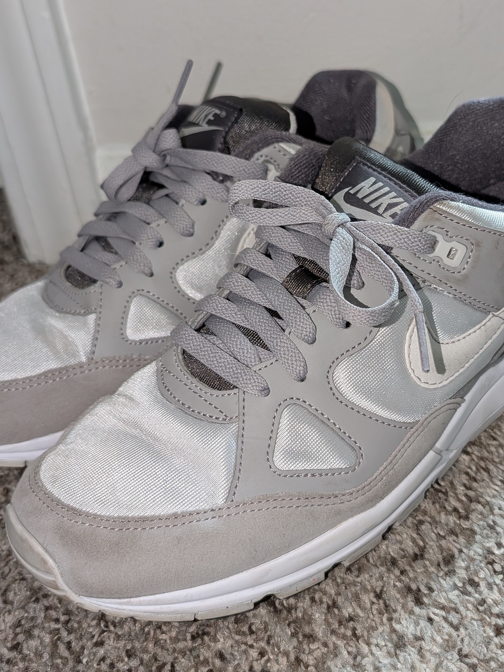 Nike Light Gray and Silver Casual Sneakers